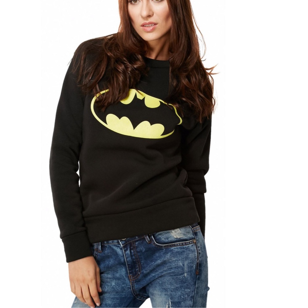 Batman Graphic Black and Yellow Pullover Sweatshirt